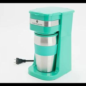 Cook's Essentials Single-Serve Coffee Maker with Tumbler Aqua